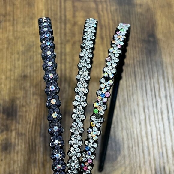 Set Of 3 Rhinestone Embellished Black Headbands for Kids/Girls - Picture 1 of 3